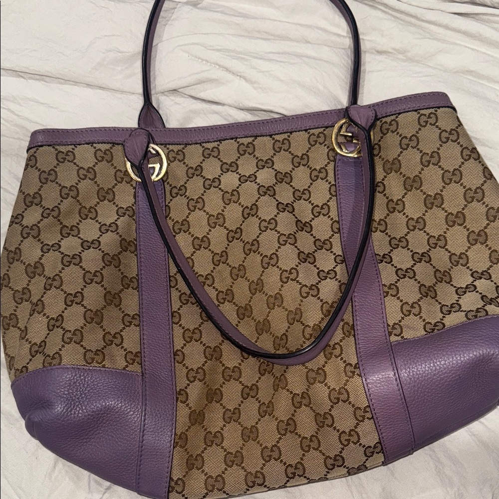 Gucci Tan and Purple Women's Tote Bag